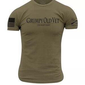 Grunt Style Men’s “Grumpy Old Vet” X-Large Olive Green Men's T-Shirt